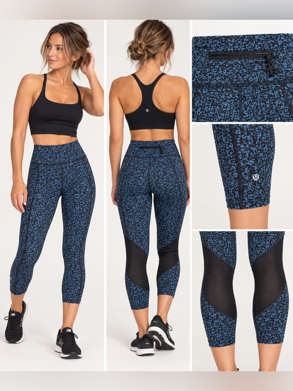 Lululemon Pace Rival Crop 22” Daisy Dust Illuminight Black Size 6 Running Leggin